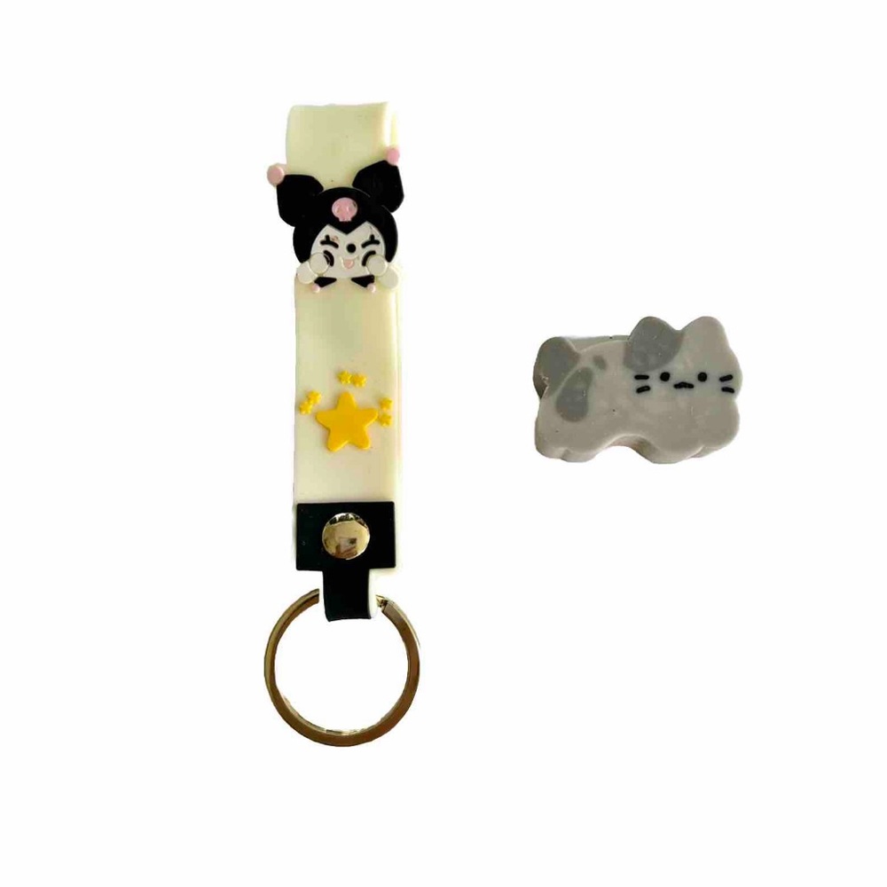 Kuromi Key Chain and Cat Eraser Bundle